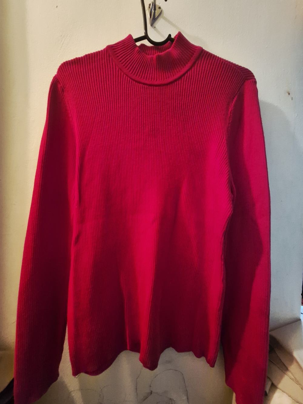 Karen Scott Red Ribbed Mock Neck Sweater